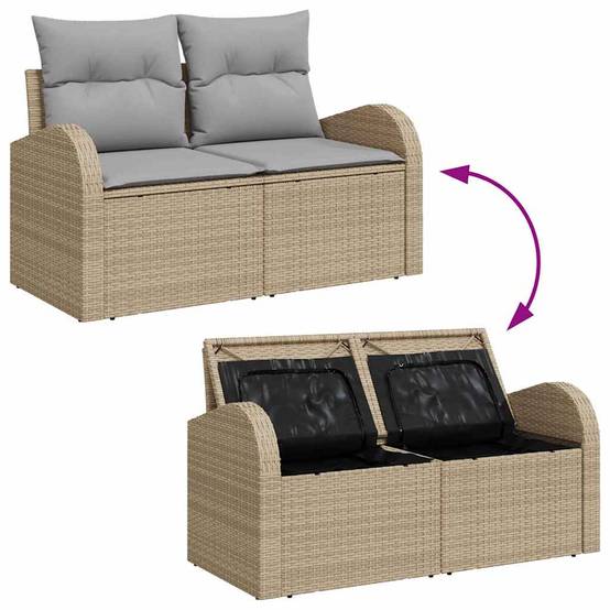 Canapé Terrasse 13 Pcs Poly Rattan & Acier Style Naturel et Moderne Beige et Gris Clair – ComfortXL Outdoor Living - Imagen 8