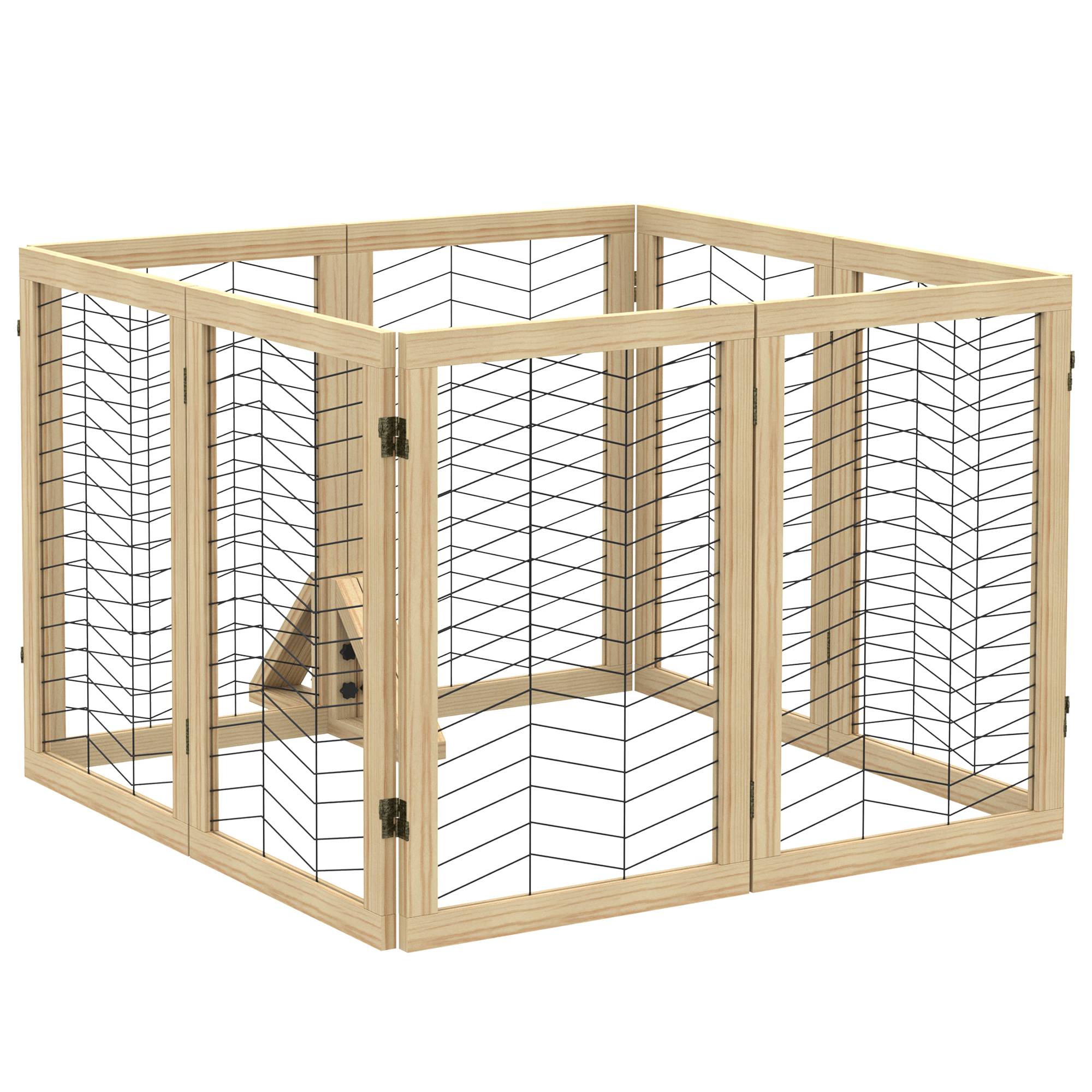 Barrière pour chien, barrière escalier, pliable, pin, 375 cm x 44 cm x 70 cm, naturel - Image 2