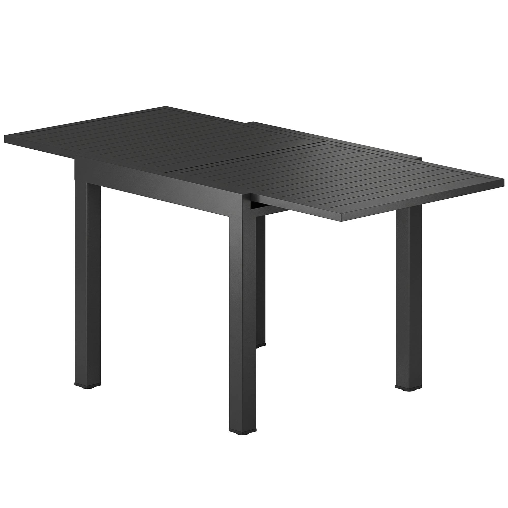 Table de jardin extensible table extérieur pour 4-6 personnes avec rallonge auto-stockée aluminium 80-160 x 80 cm noir - Image 2