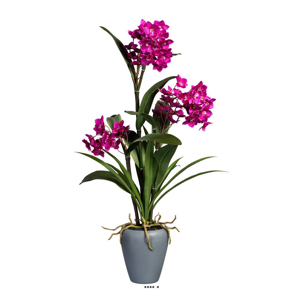 Artificielles - Orchidée Dendrobium factice 3 hampes vase céramique H70cmD40cm fushia - couleur: Rose fushia 730 - Imagen 2