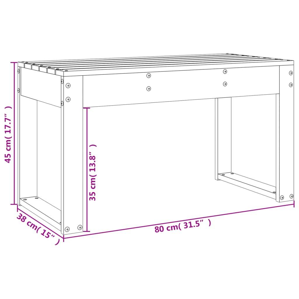 Maison Chic - Banc de jardin - Banc d'extérieur - Banquette gris 80x38x45 cm bois massif de pin - Imagen 8