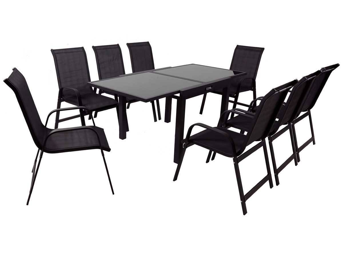 Habitat Et Jardin - Salon De Jardin Extensible 90/180 "porto 8" - Phoenix - Noir - 1 Table + 8 Fauteuils -habitat Et Jardin - Imagen 1