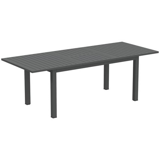 Table jardin aluminium extensible 160/220x90cm gris antidérapant, accueil 6 à 8 personnes - Image 1