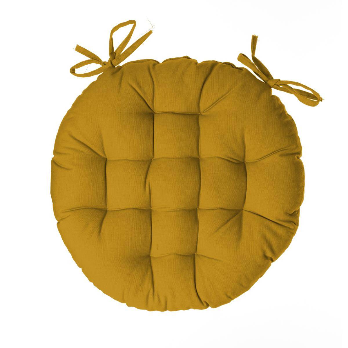 Lot de 2 Galettes de chaise en Coton Jaune Ocre D 38 cm - Imagen 3