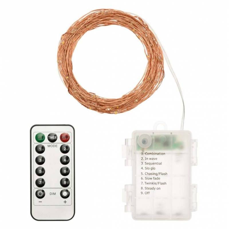 Lotti - Guirlande piles 10M 100 micro led bland chaud dimmable animée télécommande extérieur Lotti - Imagen 2