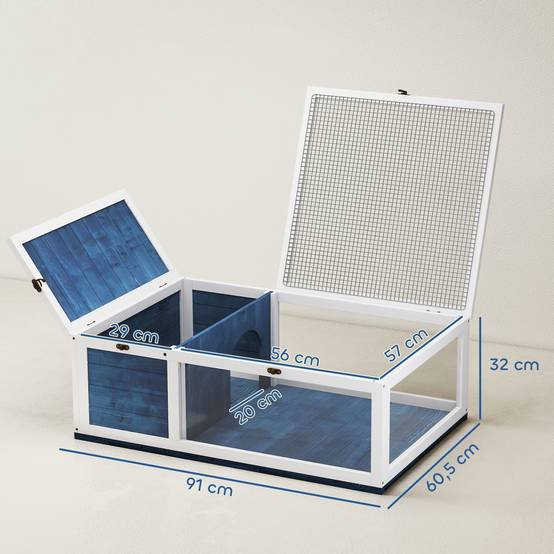 Enclos pour tortues bois bleu 91 x 60.5 x 32 cm - PANGIVO - Image 5