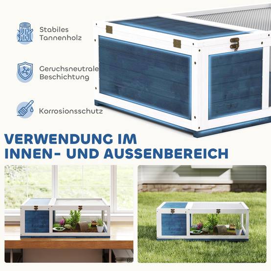 Enclos pour tortues bois bleu 91 x 60.5 x 32 cm - PANGIVO - Image 6