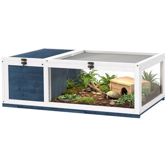 Enclos pour tortues bois bleu 91 x 60.5 x 32 cm - PANGIVO - Image 1