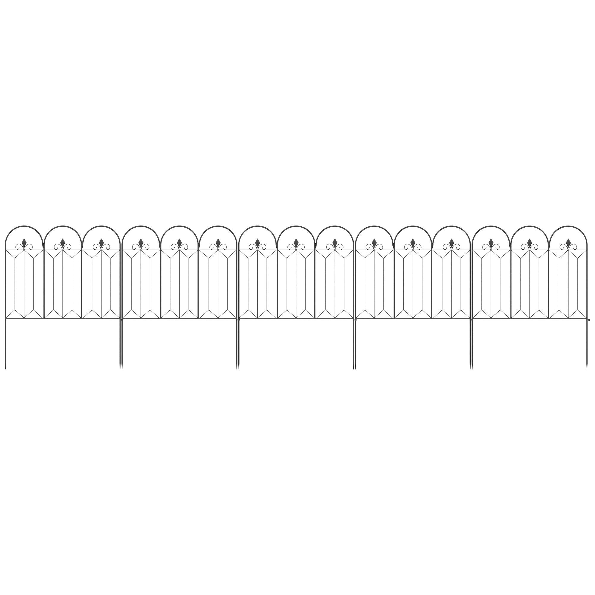 Outsunny - Lot de 5 clôtures de jardin décoratives en métal avec ornements - dim. totales 305L x 79,5H cm - noir - Outsunny - Imagen 8