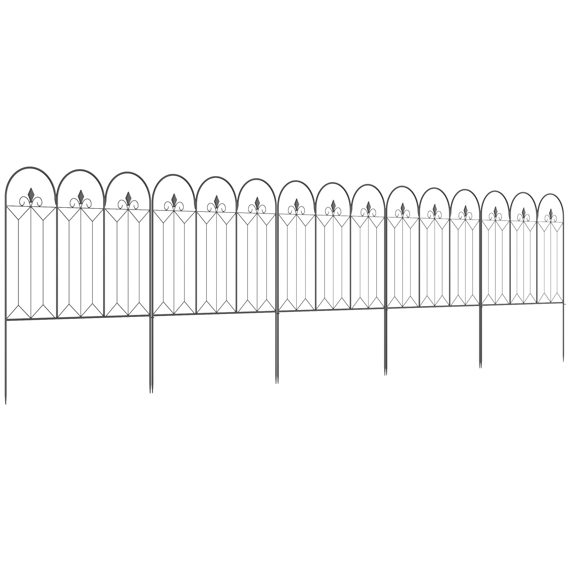 Outsunny - Lot de 5 clôtures de jardin décoratives en métal avec ornements - dim. totales 305L x 79,5H cm - noir - Outsunny - Imagen 1