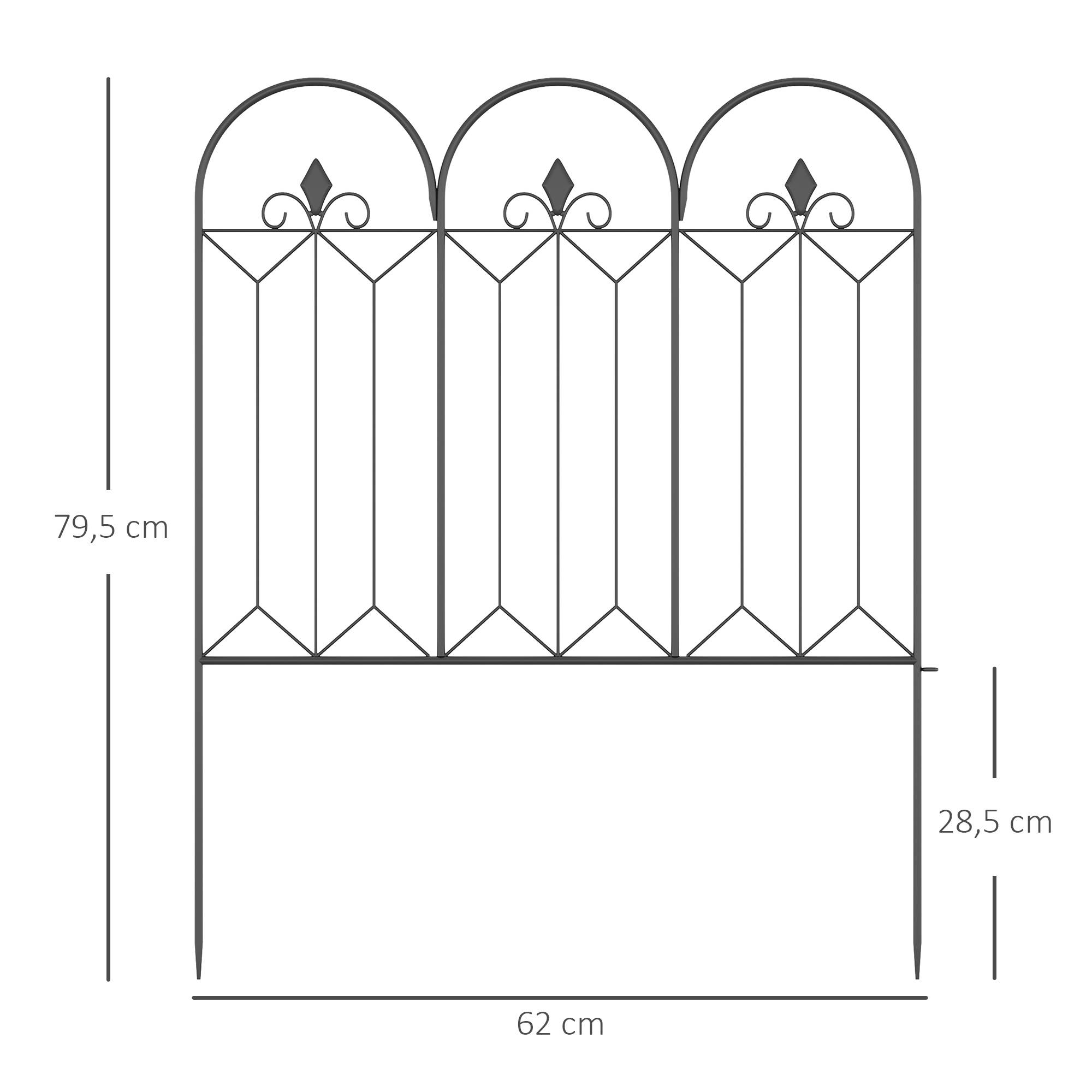 Outsunny - Lot de 5 clôtures de jardin décoratives en métal avec ornements - dim. totales 305L x 79,5H cm - noir - Outsunny - Imagen 3