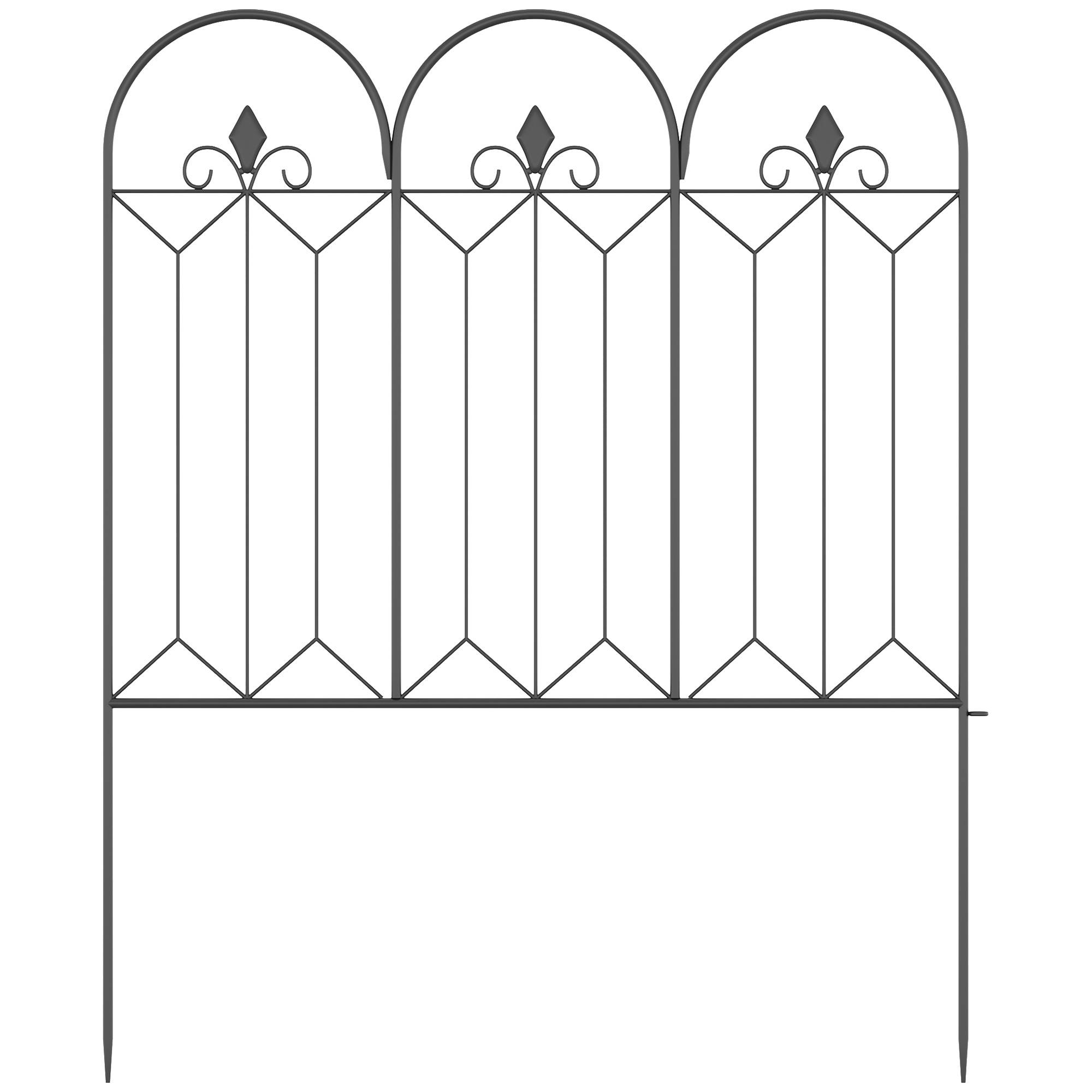 Outsunny - Lot de 5 clôtures de jardin décoratives en métal avec ornements - dim. totales 305L x 79,5H cm - noir - Outsunny - Imagen 9