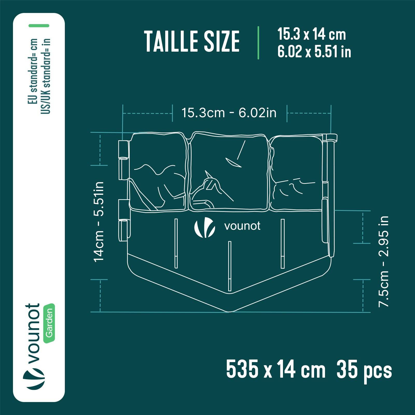 Bordure de jardin imitation pierre 5.35m gris - Hauteur 14cm - Clôture gazon décorative ultra résistant - Lot de 35 - VOUNOT® - Image 3