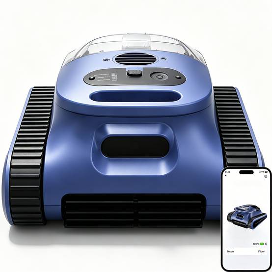 Robot nettoyeur automatique sans fil SEAUTO SAT30 NEW navigation intelligente par sonar, haute aspiration, longue autonomie pour piscine jusqu'à 200m²