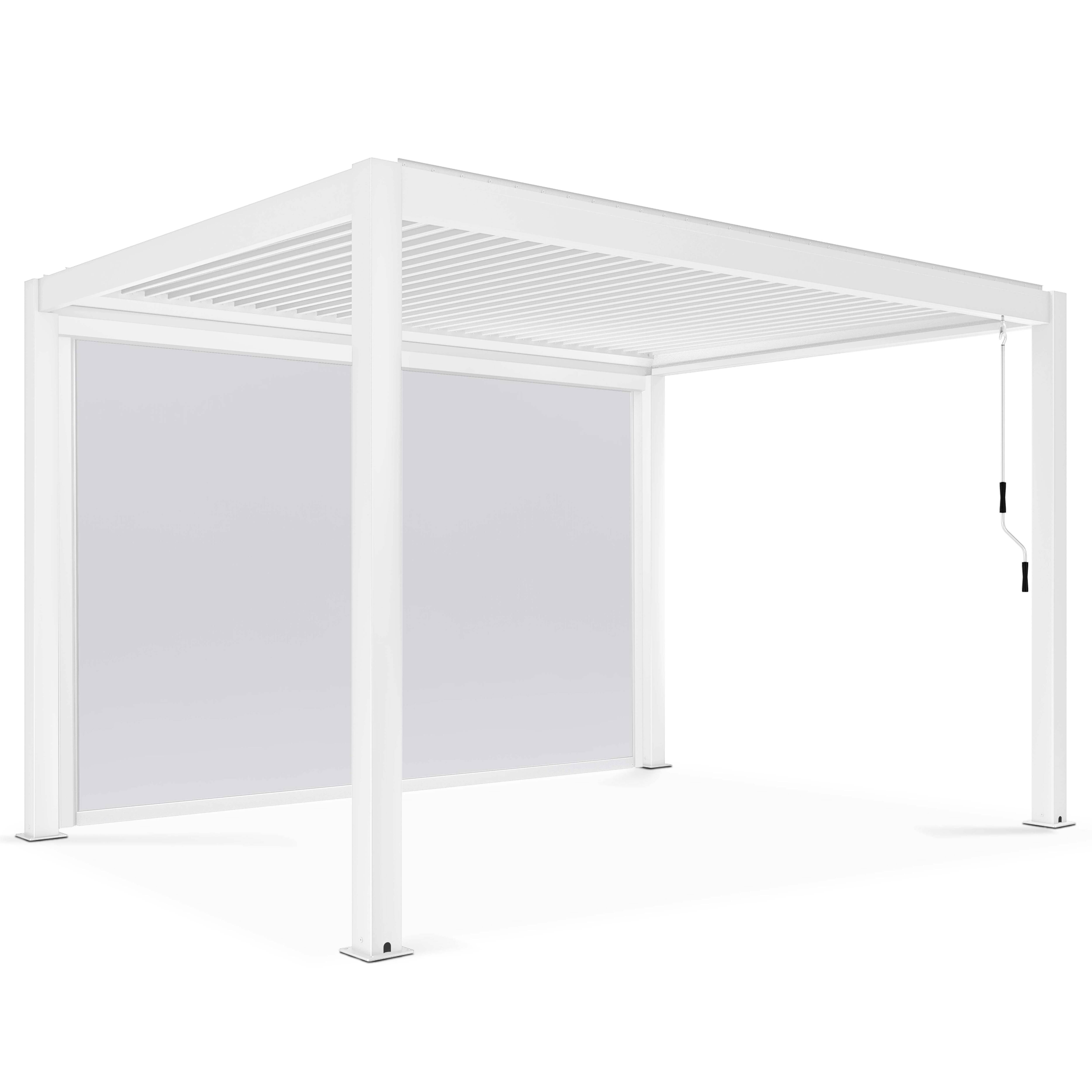 Oviala - Pergola bioclimatique 3x4m autoportée avec 1 store 3,73 x 2,34 m blanc Athenes - Oviala - Imagen 2