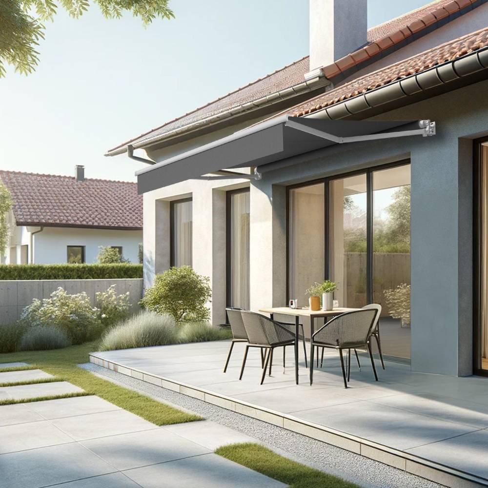 Store banne loggia LOCUS 3,00x2,00m (Motorisé et Interrupteur - Gris Graphite - Blanc) - Alia Productions - Imagen 1