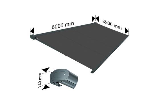 Ombrazur - Store banne Coffre intégral PROTECT 2 LED Gris Anthracite 6x3,5m Motorisé à télécommande + Eclairage LED - Toile Grise Anthracite OMBRAZUR - Imagen 4