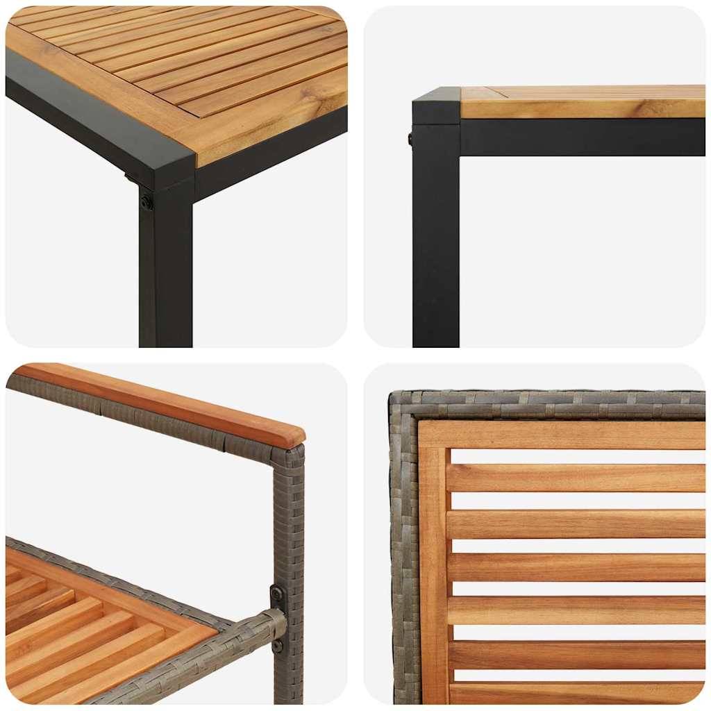Ensemble repas jardin polyrotin bois acacia gris marron 160 x 80 x 75 cm - PANGIVO - Image 9