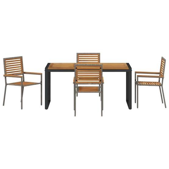 Ensemble repas jardin polyrotin bois acacia gris marron 160 x 80 x 75 cm - PANGIVO - Image 7