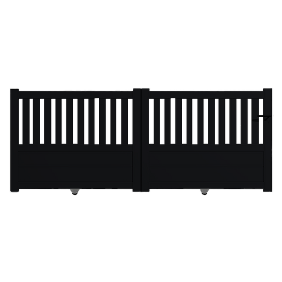 Portail Packit - Portail alu coulissant semi-ajouré en kit dim. L.3500 (entre piliers) X H.1300 mm Noir (RAL 9005) - Image 1
