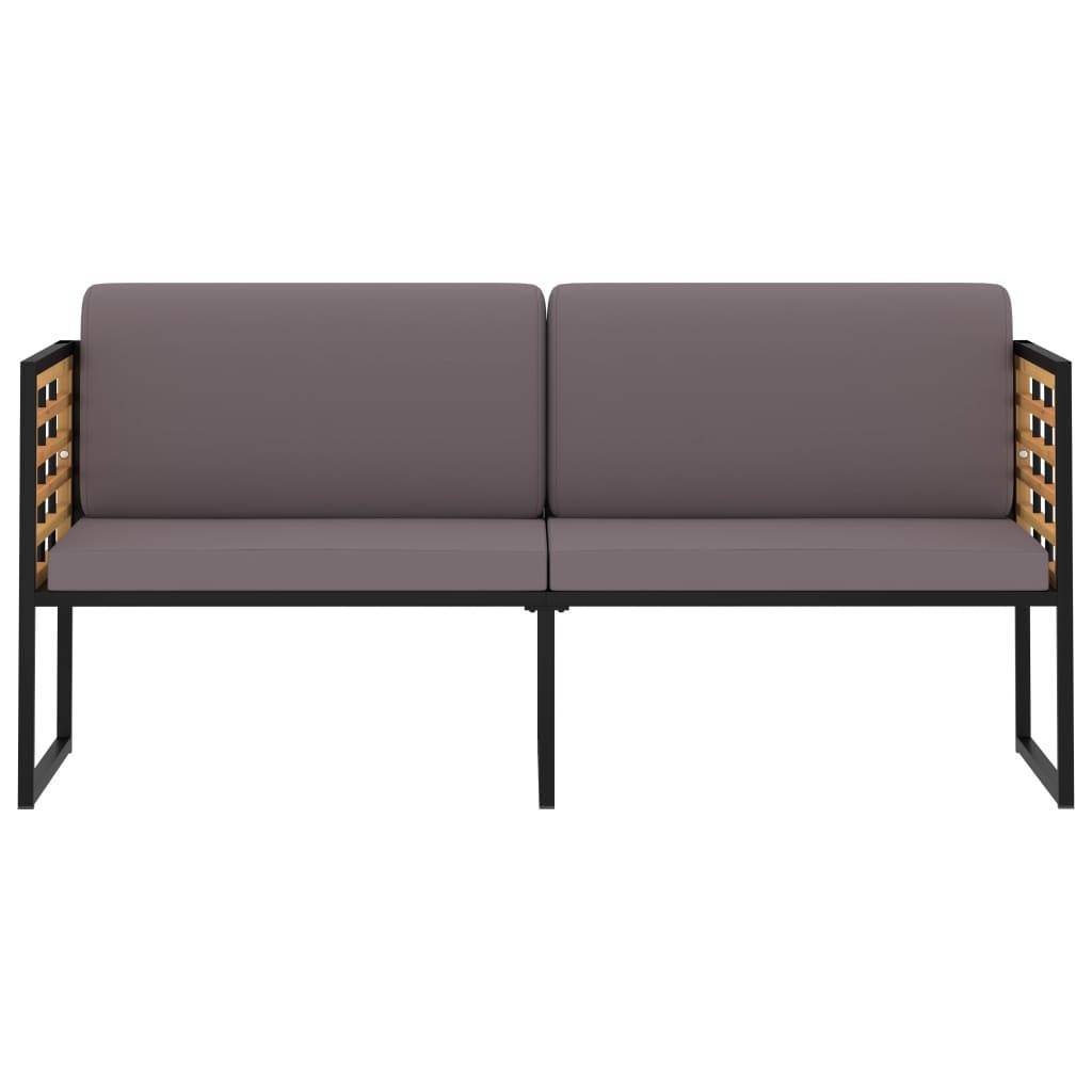 Helloshop26 - Banc de jardin meuble de patio d'extérieur terrasse avec coussins 136 x 70 x 62 cm bois d'acacia gris foncé - Imagen 2