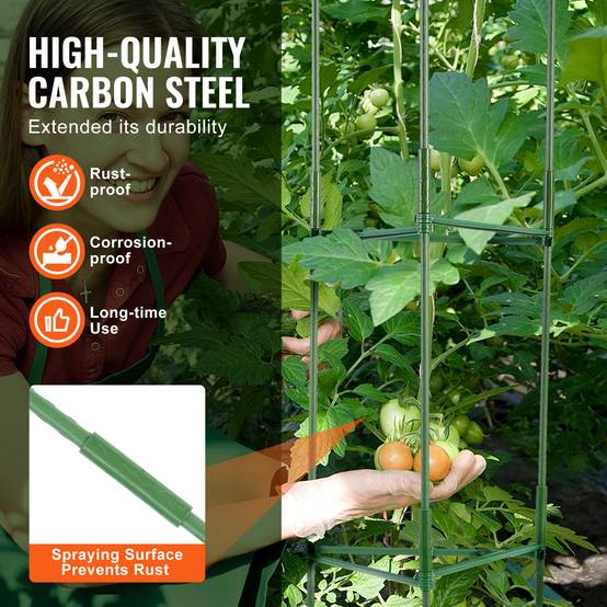 VEVOR Lot 6 cages tomates 122cm, support plantes, treillis, empilable, jardin, légumes. - Image 3