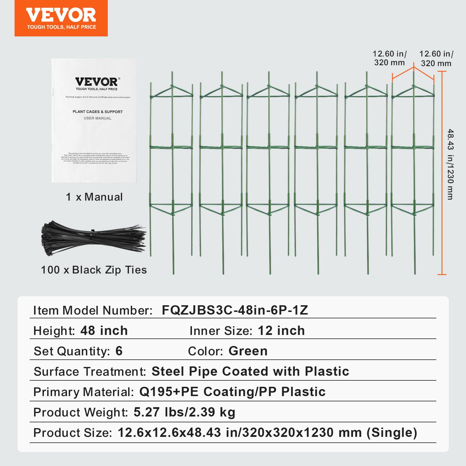VEVOR Lot 6 cages tomates 122cm, support plantes, treillis, empilable, jardin, légumes. - Image 7