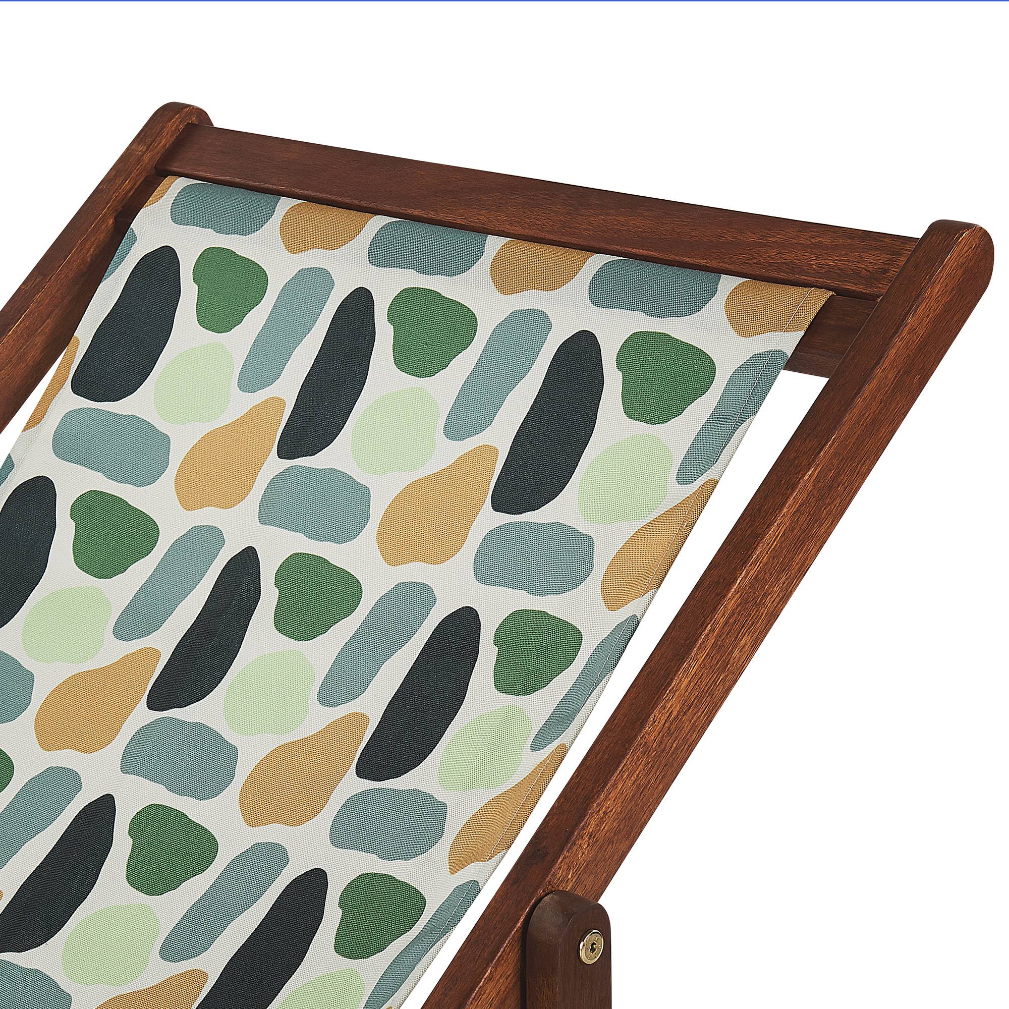 Beliani - 2 Transats Chiliennes Pliantes et Réglables en Bois d'Acacia Foncé et Textile Motif Géométrique avec Toiles de Remplacement - Imagen 5