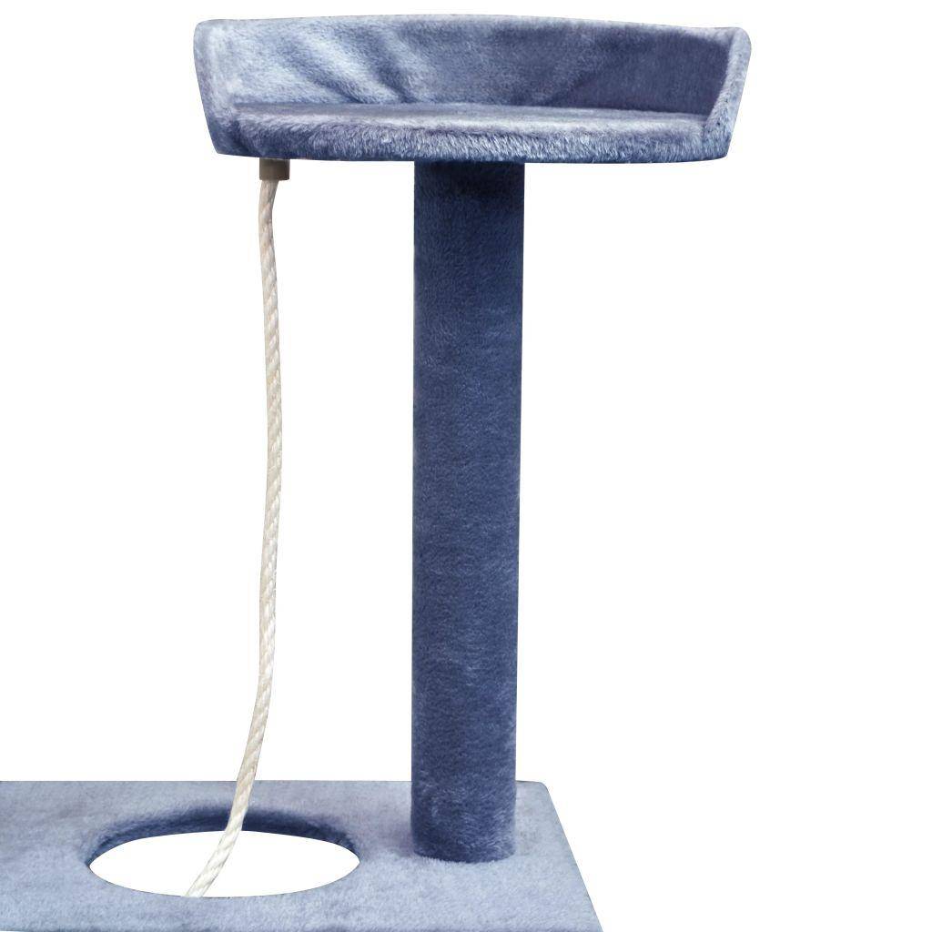 Helloshop26 - Arbre à chat griffoir grattoir niche jouet animaux peluché en sisal 150 cm bleu foncé - Imagen 4