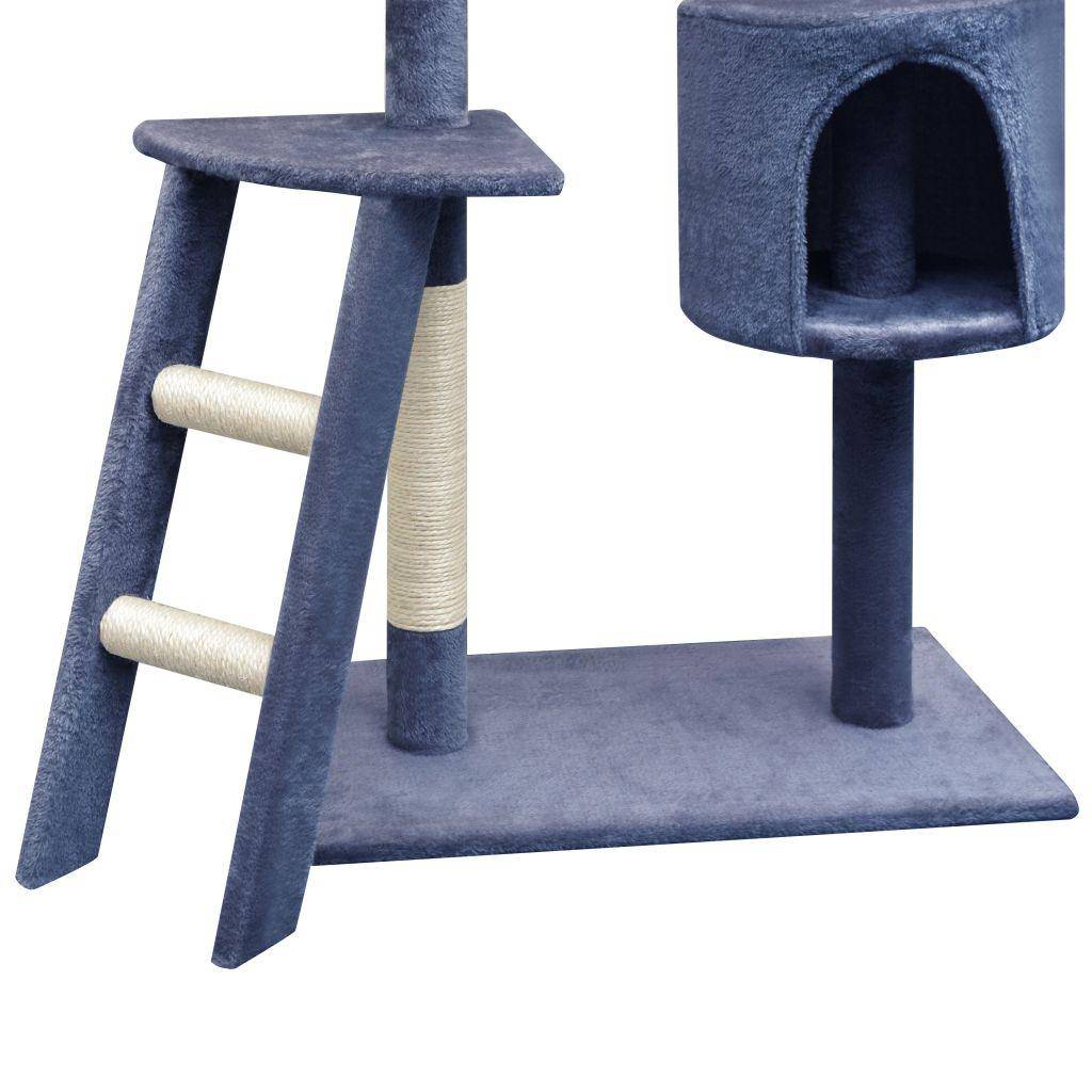 Helloshop26 - Arbre à chat griffoir grattoir niche jouet animaux peluché en sisal 150 cm bleu foncé - Imagen 3