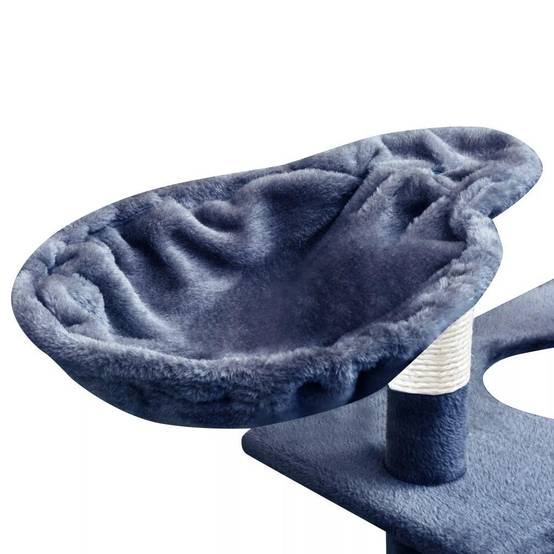 Helloshop26 - Arbre à chat griffoir grattoir niche jouet animaux peluché en sisal 150 cm bleu foncé - Imagen 5