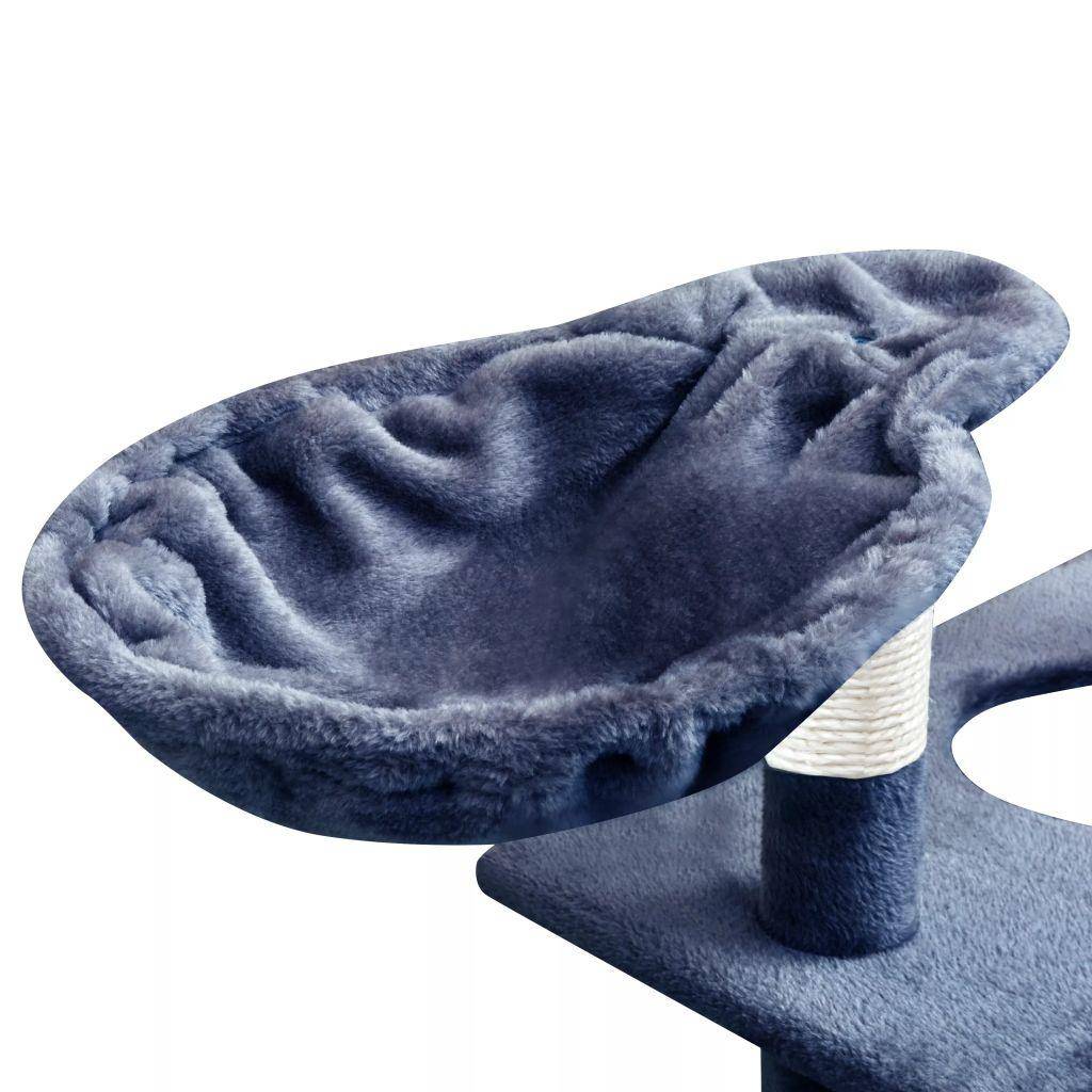 Helloshop26 - Arbre à chat griffoir grattoir niche jouet animaux peluché en sisal 150 cm bleu foncé - Imagen 5