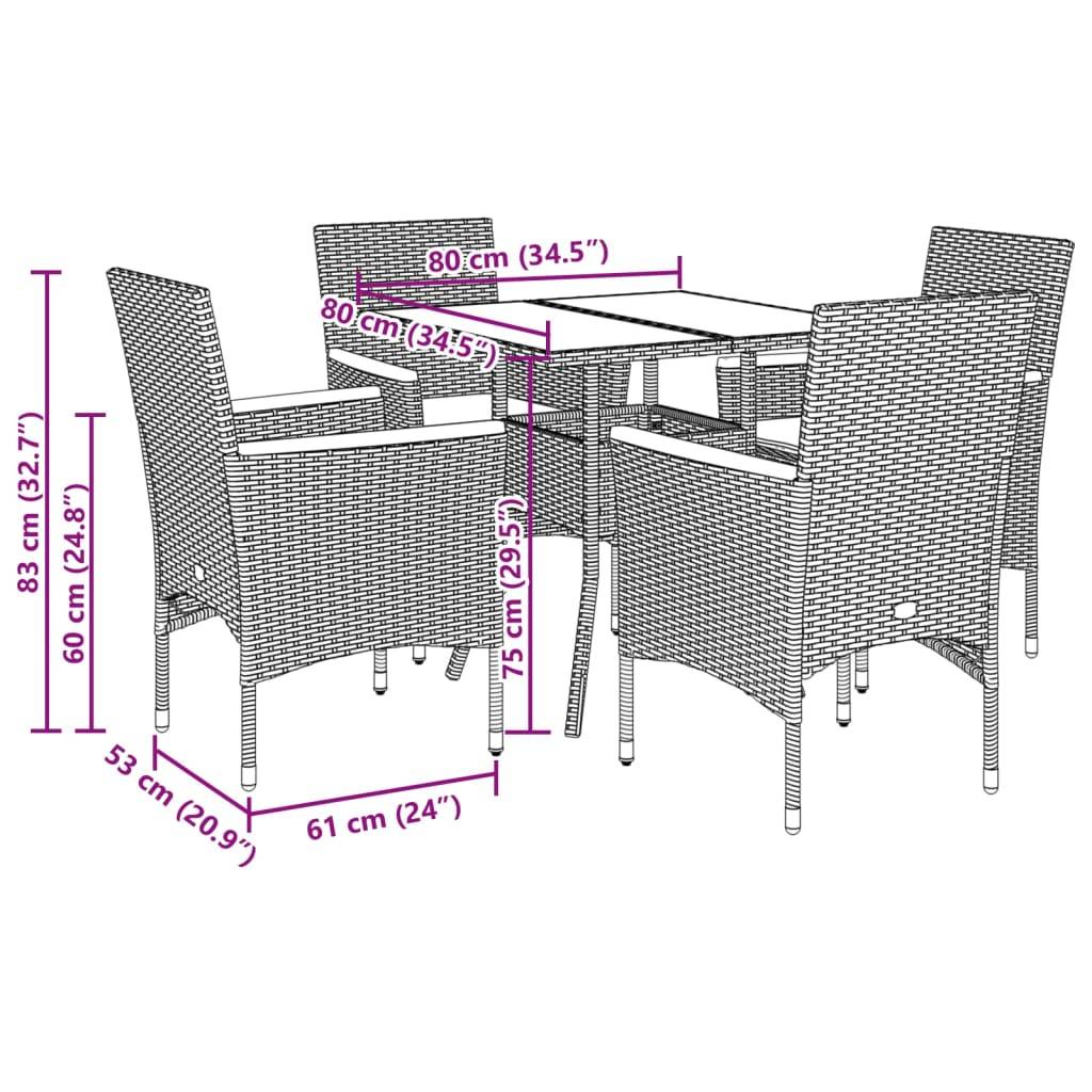 ComfortXL - Petit Salon de Jardin 5 Pièces Résine Tressée Beige Table Verre 80cm Chaises Finition Acacia – ComfortXL Outdoor Living - Image 7