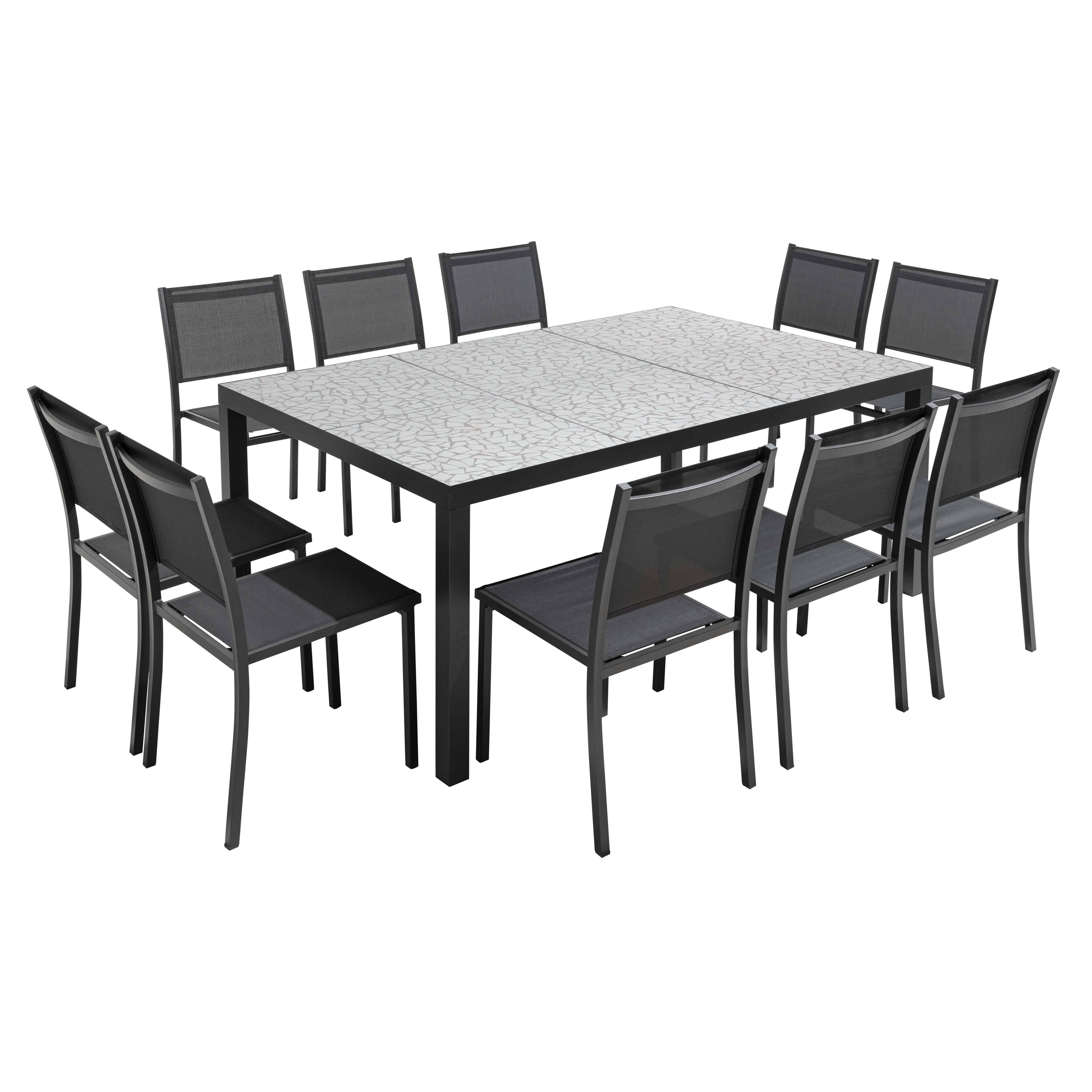 Oviala - Ensemble table de jardin en céramique effet mozaic avec 10 chaises
Tivoli - Oviala - Imagen 1