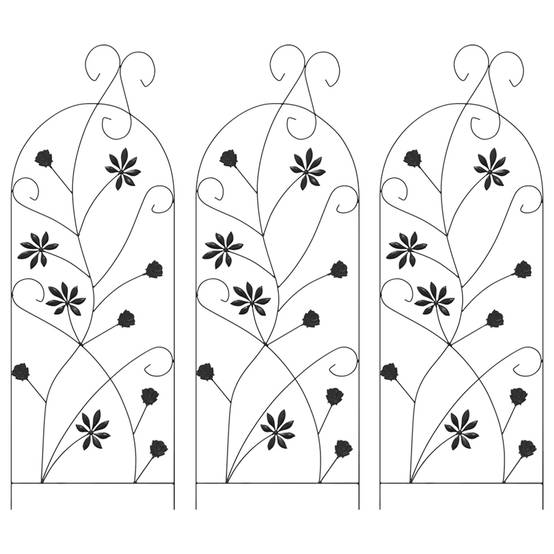 Lot de 3 Clôtures de jardin Acier Noir Bordure Décorative pour Massifs 112x40cm - ComfortXL Outdoor Living - Image 2
