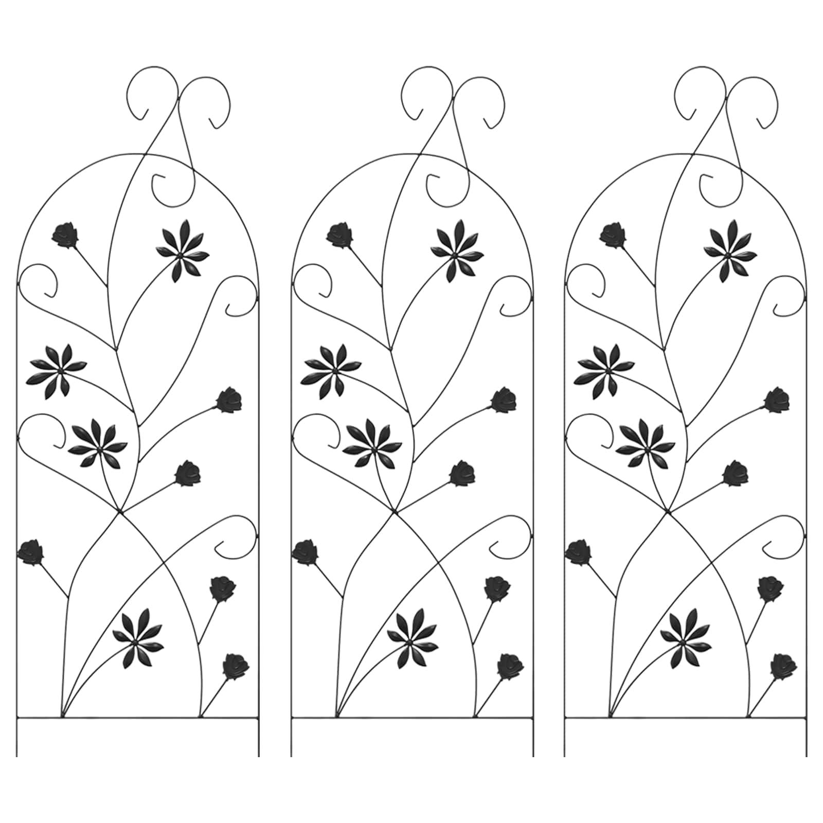 Lot de 3 Clôtures de jardin Acier Noir Bordure Décorative pour Massifs 112x40cm - ComfortXL Outdoor Living - Image 2