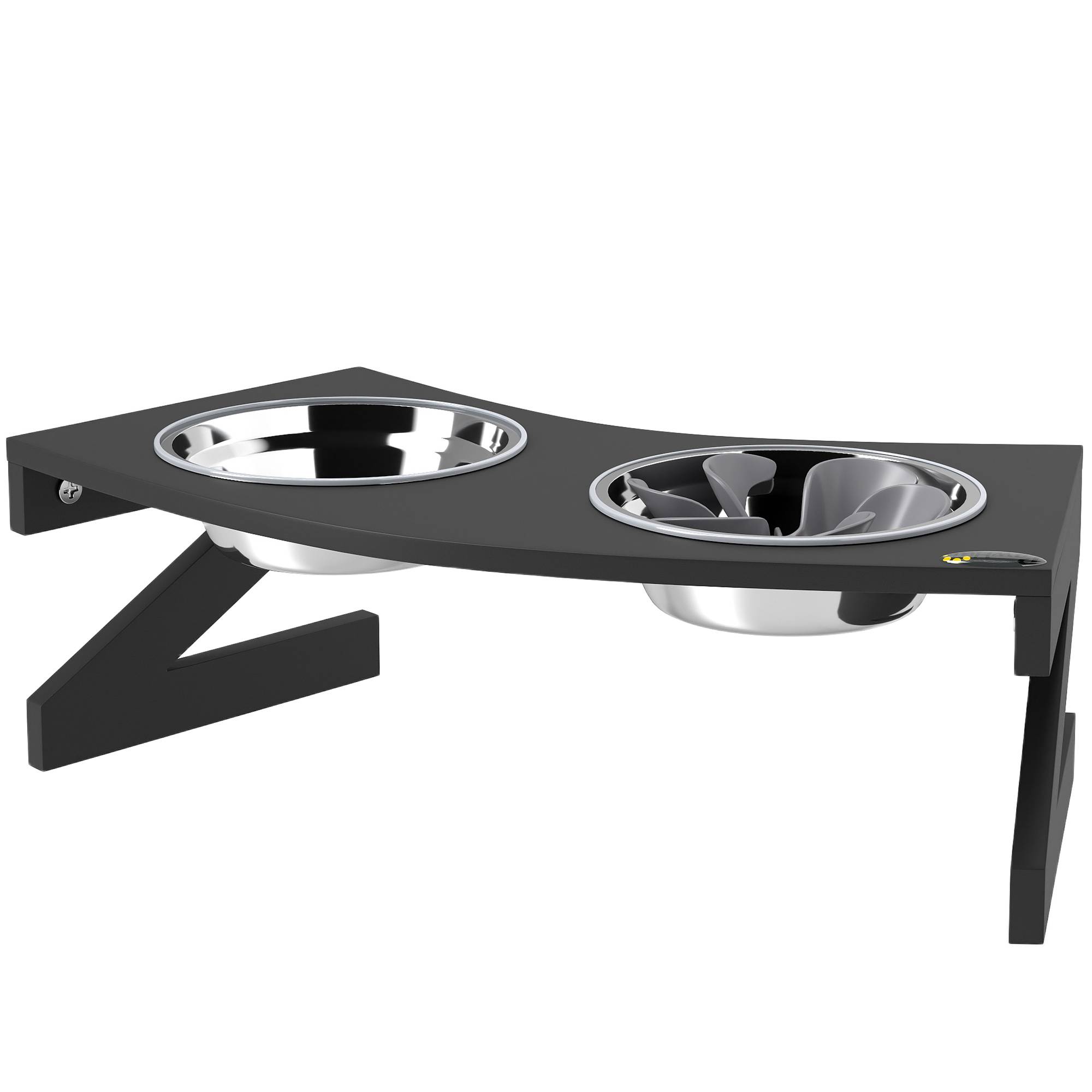 Support gamelle surélevé MDF noir 52.5 x 30 x 16.5 cm - PANGIVO - Image 2