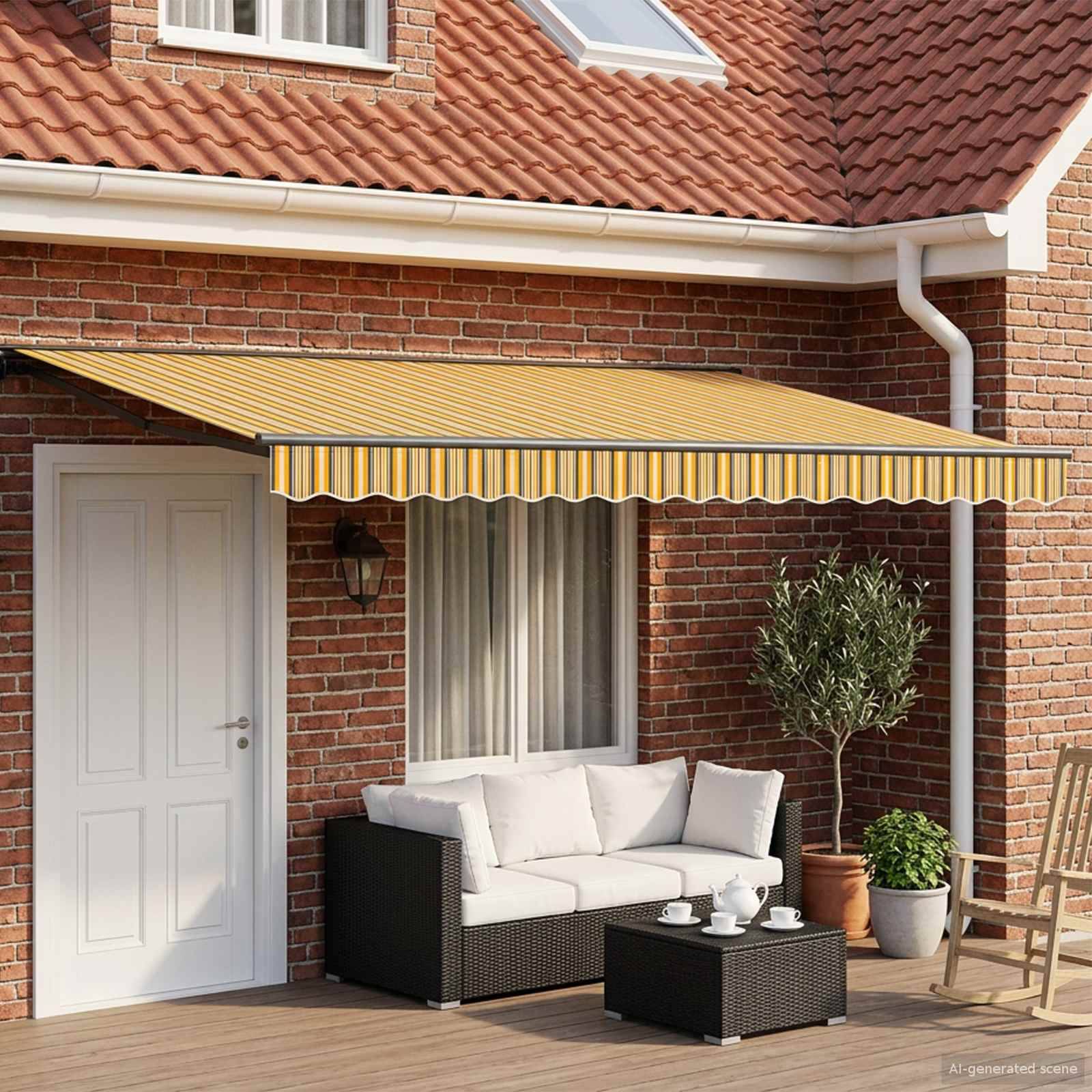 ComfortXL - Store banne aluminium pour terrasse éclairage LED jaune gris anthracite 5x3,5m - ComfortXL Outdoor Living - Image 1
