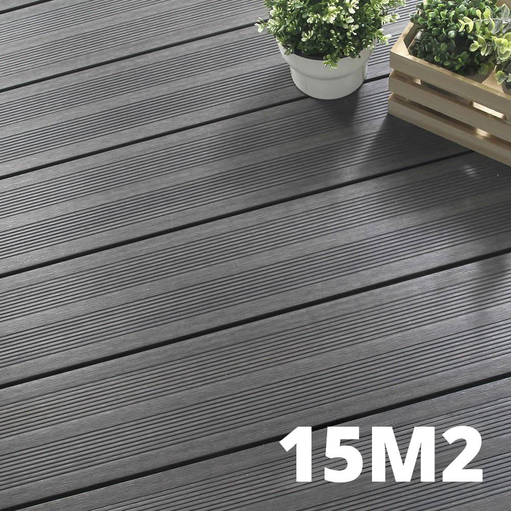 Kit Terrasse ATLANTA 15m² - 46 Lames de Terrasse (220 x 14.5 x 2.25 cm) - Platinium - Garantie 15 ans - Fixation par Clips - Imagen 1