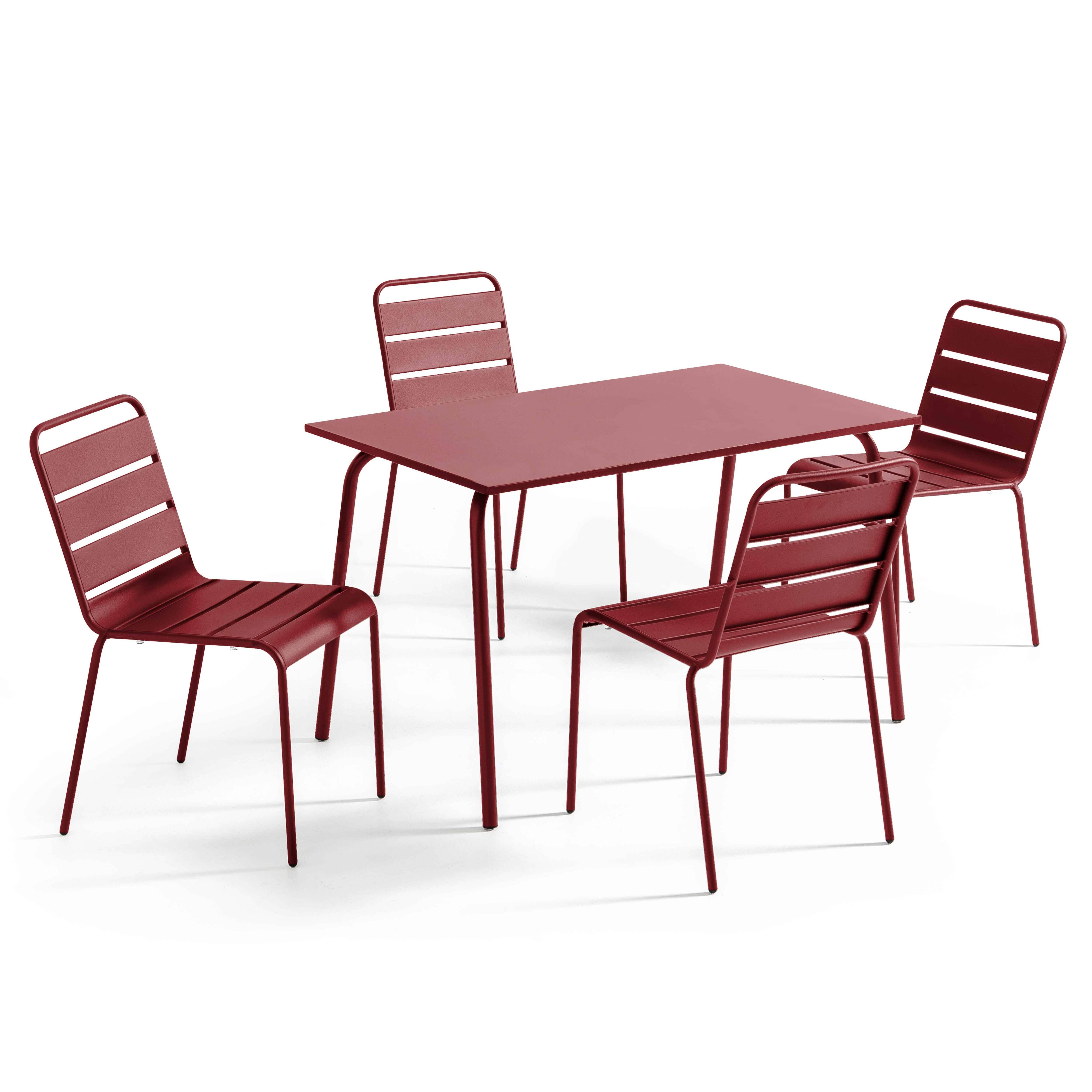 Oviala - Ensemble table de jardin en métal et 4 chaises pourpre Palavas - Oviala - Image 1