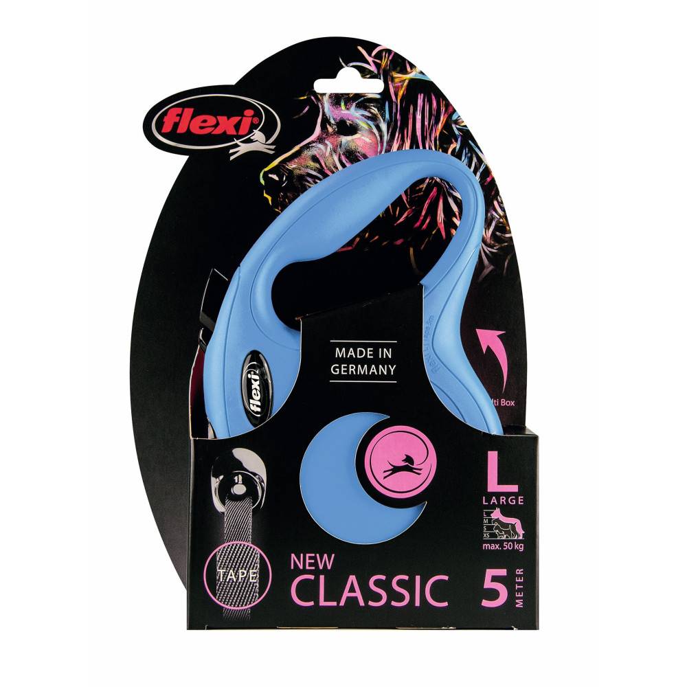 Flexi - Laisse sangle 5 mètres L Max 50 KG bleu  laisse pour chien - Imagen 4