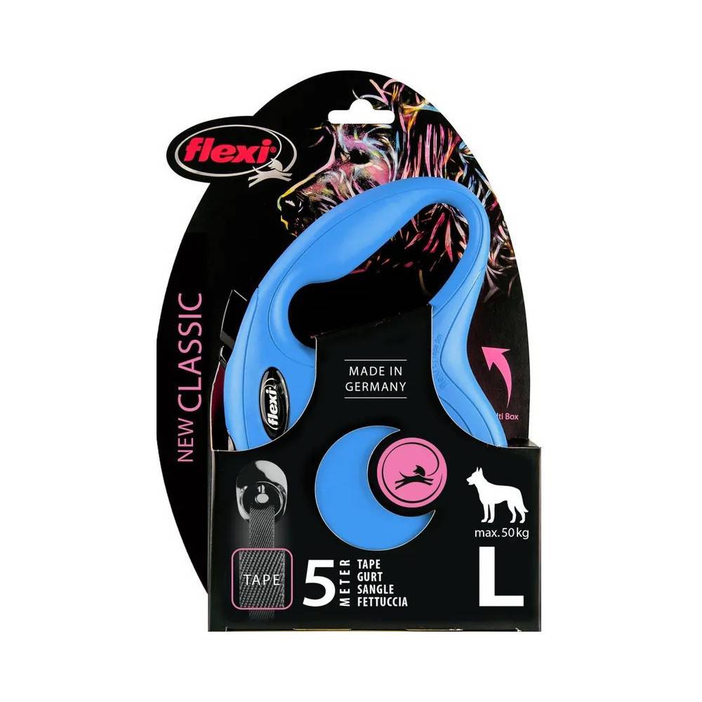 Flexi - Laisse sangle 5 mètres L Max 50 KG bleu  laisse pour chien - Imagen 2