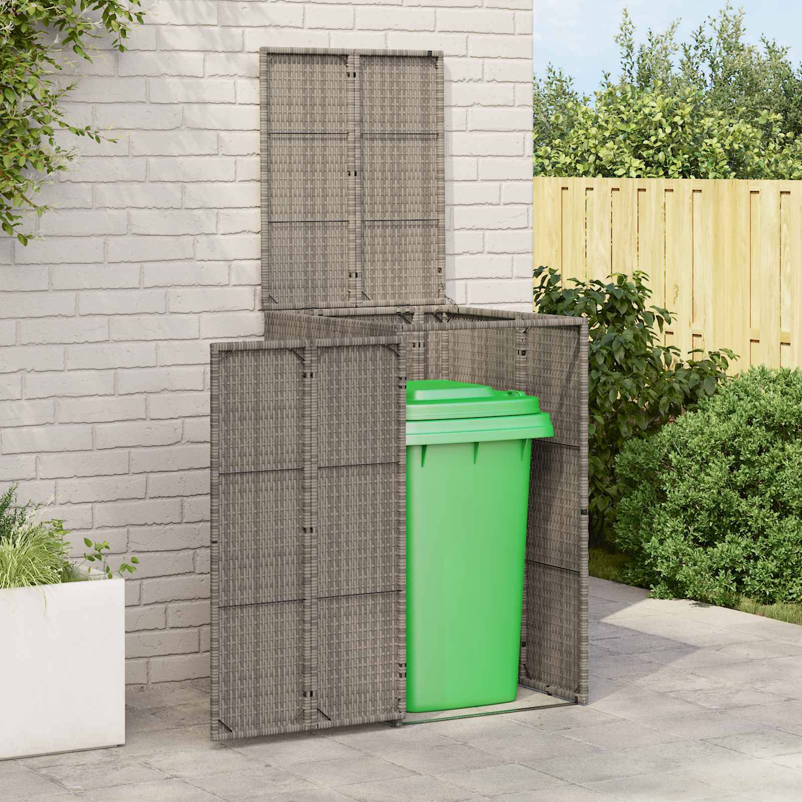 Cache-poubelle polyéthylène gris 65 x 80 x 115 cm - PANGIVO - Image 1