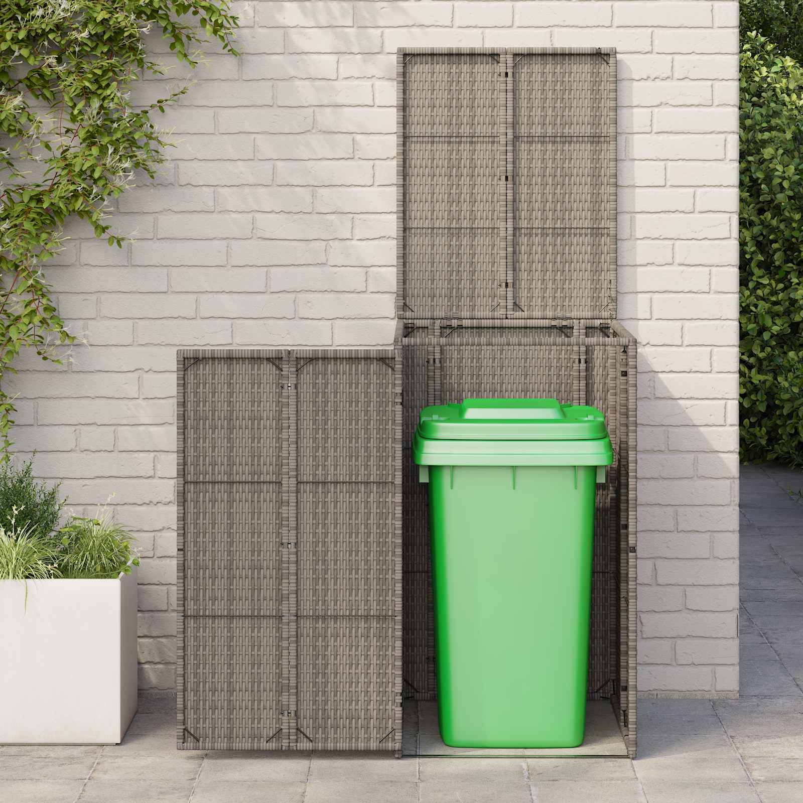 Cache-poubelle polyéthylène gris 65 x 80 x 115 cm - PANGIVO - Image 3