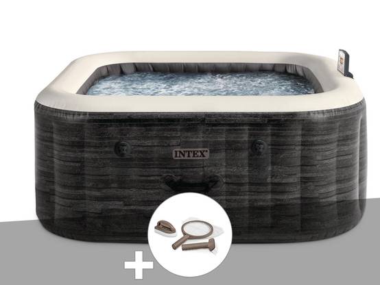 Kit spa gonflable Intex PureSpa Ardoise carré Bulles 4 places + Kit d'entretien