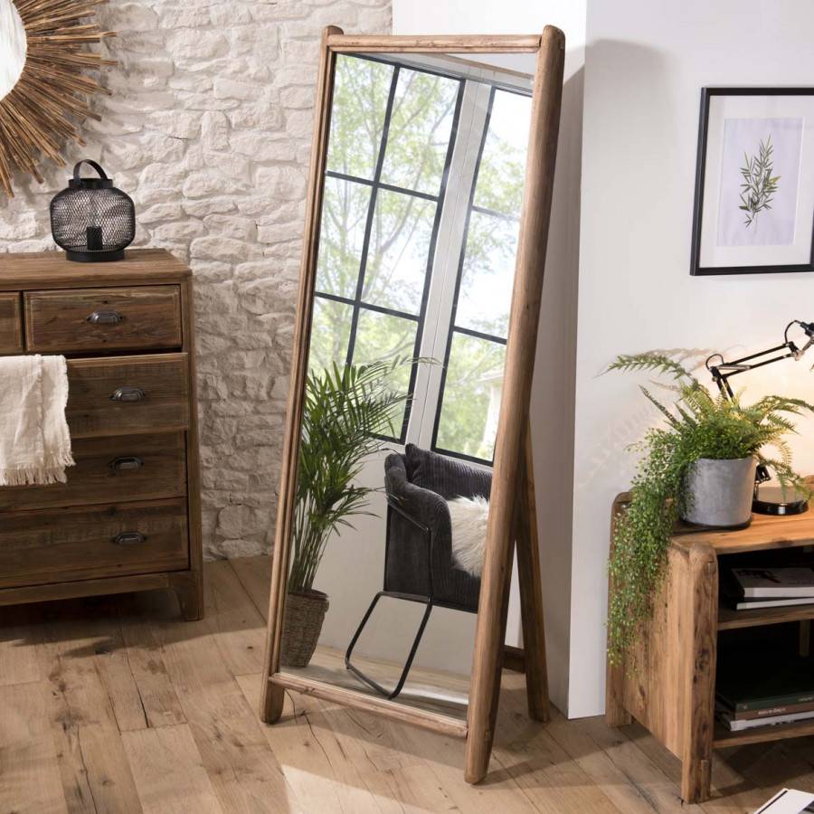 Macabane - ANDRIAN - Miroir sur pieds marron bois Pin recyclé - Imagen 5