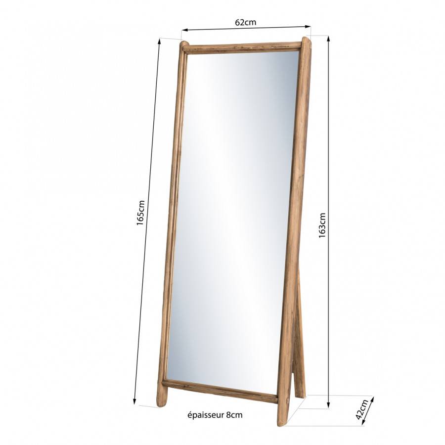 Macabane - ANDRIAN - Miroir sur pieds marron bois Pin recyclé - Imagen 9