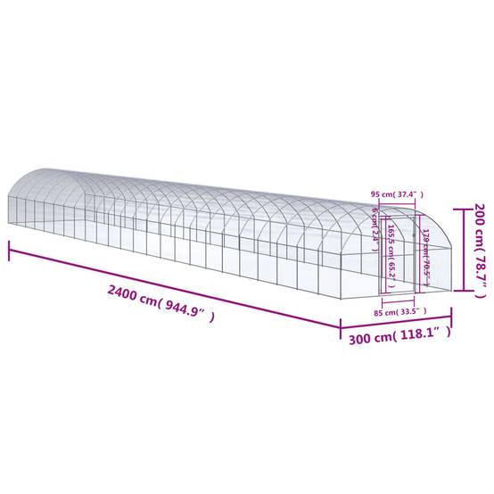 Poulailler extérieur Acier galvanisé Volière grillagée jardin 3x24x2 m – ComfortXL Outdoor Living - Image 7