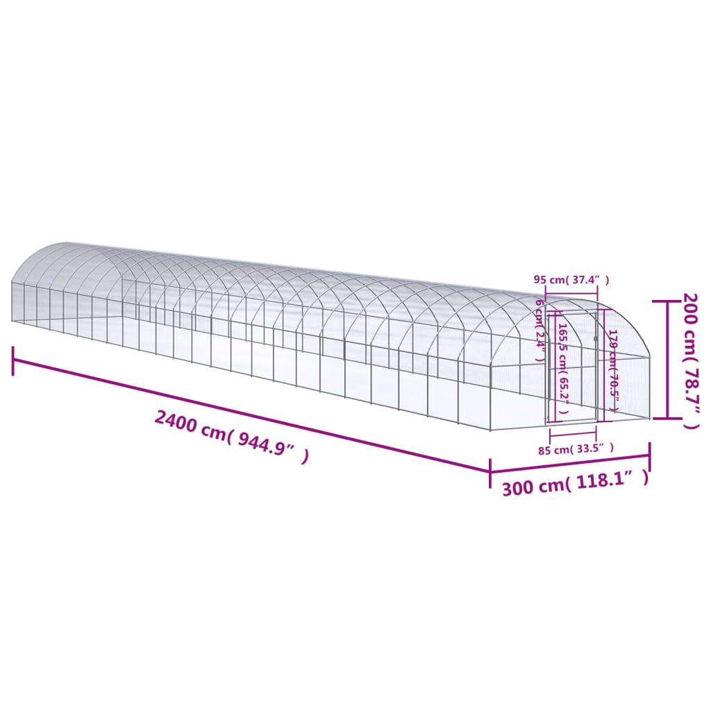 Poulailler extérieur Acier galvanisé Volière grillagée jardin 3x24x2 m – ComfortXL Outdoor Living - Image 7