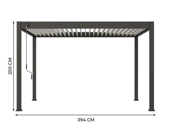 Pergola Bioclimatique Aluminium Autoportée 12m² - 3x4m Deux Stores - Anthracite - 25 Lames Inclinables 120 degrés - ECLIPSE - Image 2